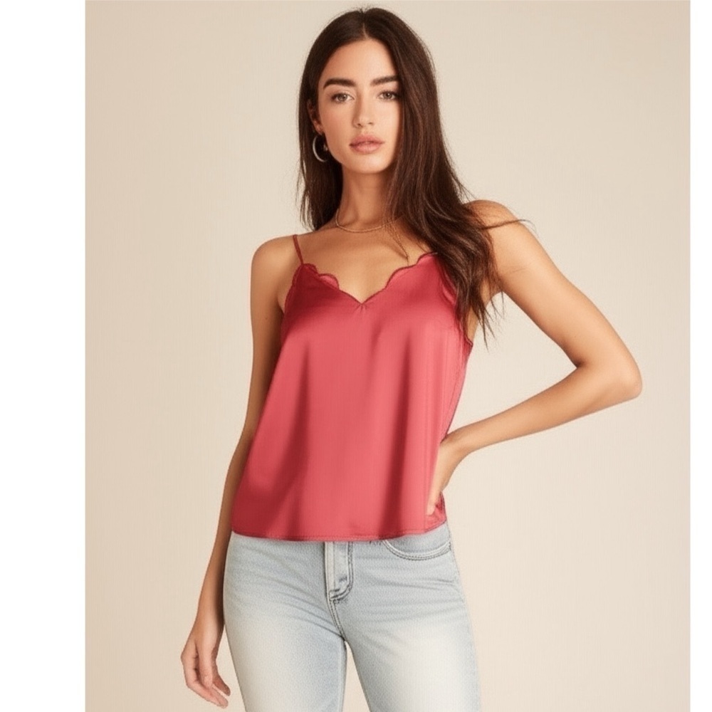 Monteau Los Angeles Women’s Camisole Top Sz M Sleeveless Blouse Tank in Rust